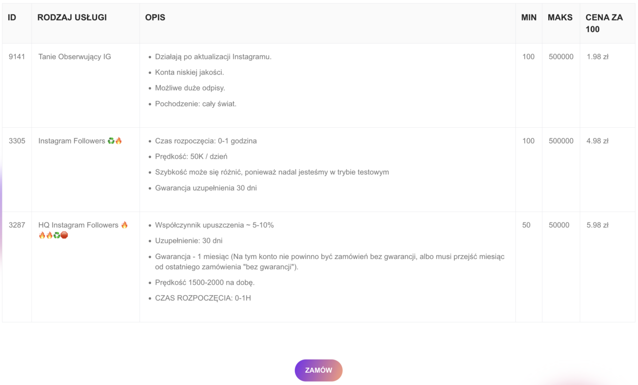 InFejm.pl obserwujący followersy instagram