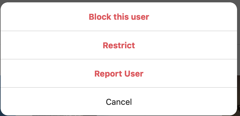 Kliknij Zgłoś użytkownika